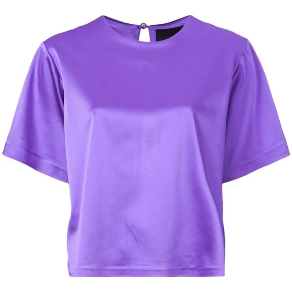 Cynthia Rowley Purple Satin Short Sleeve Shirt